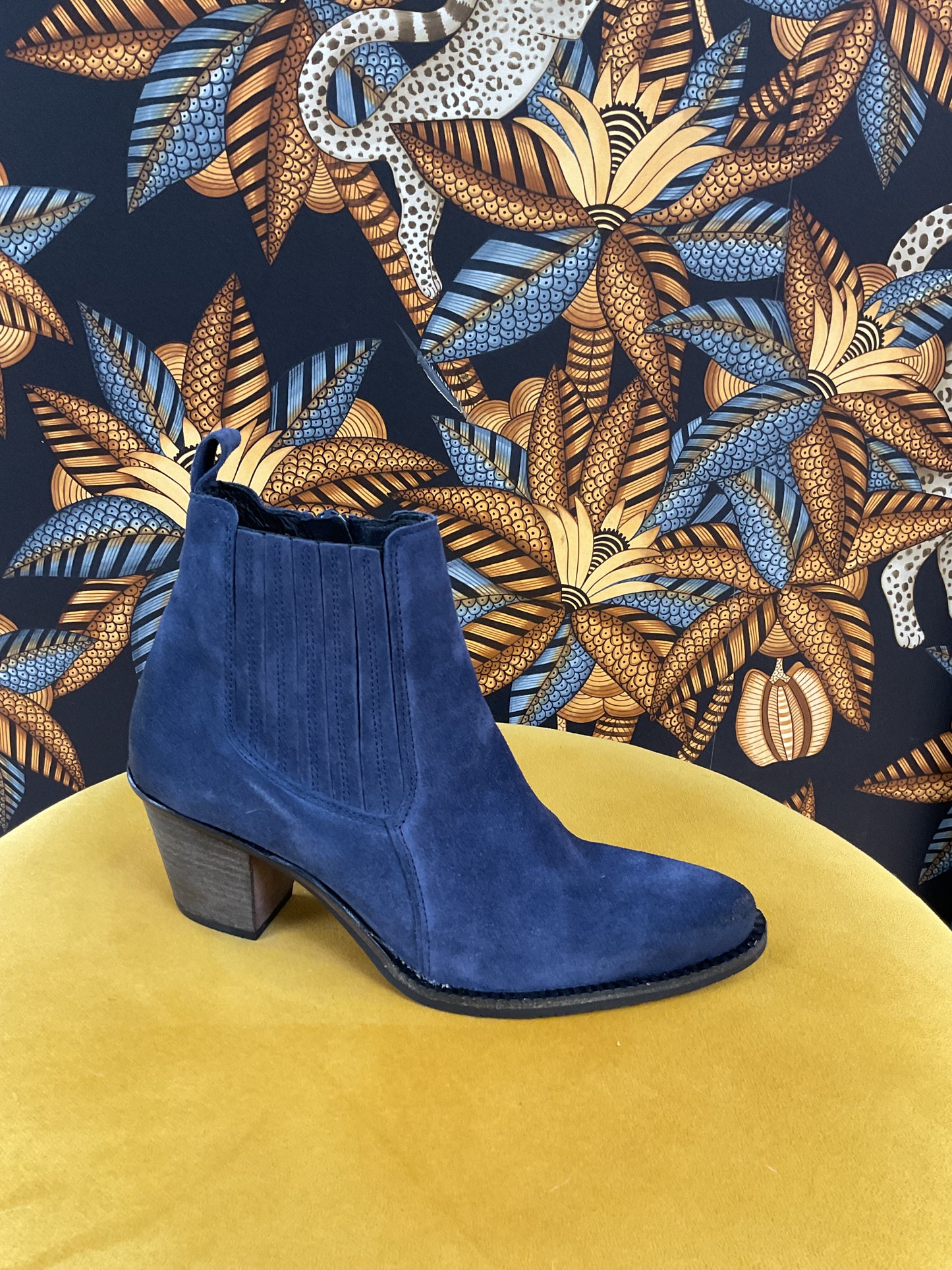 Bottine Santiags nubuck bleu