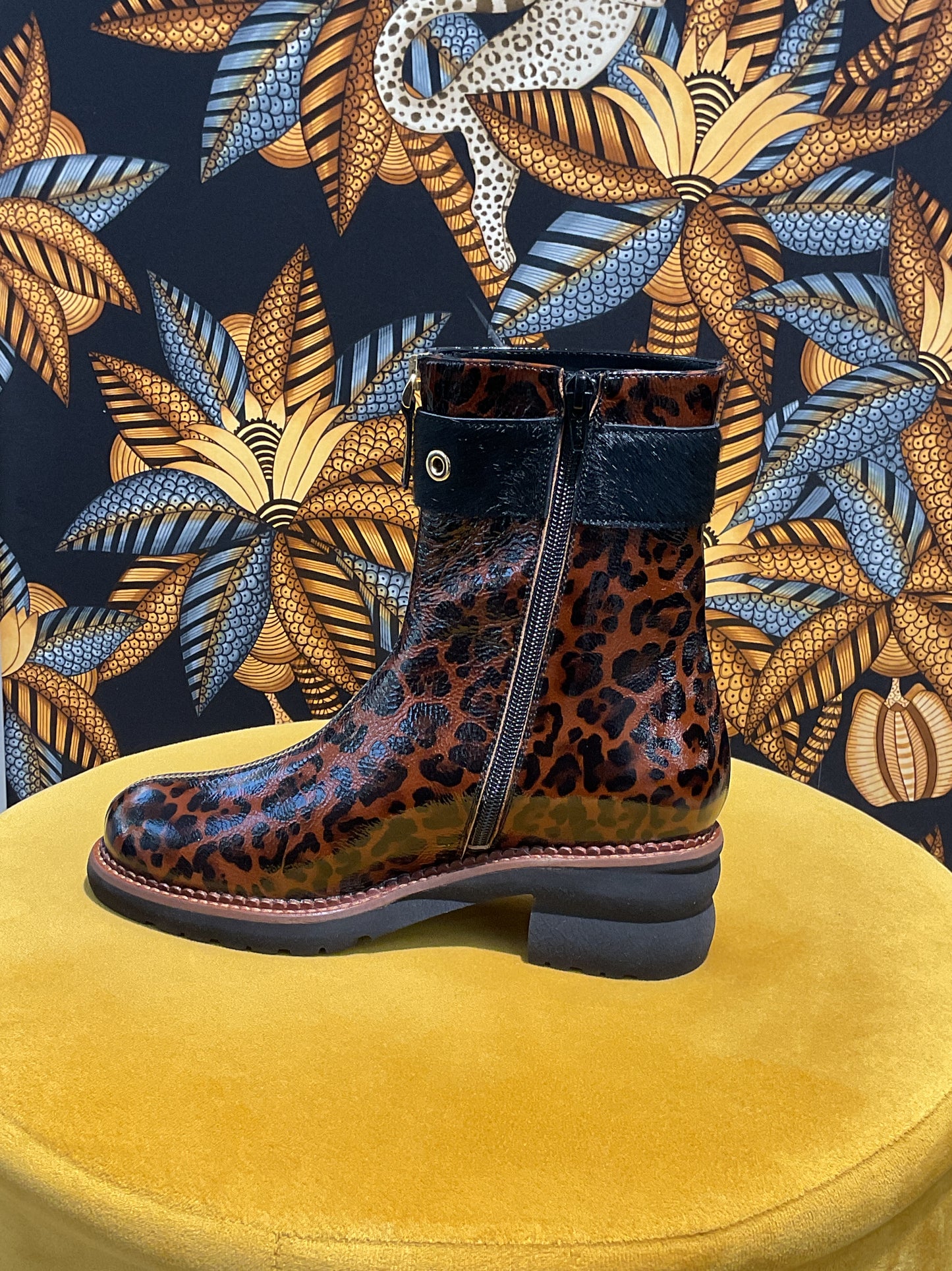 Bottines Cuir glacé léopard