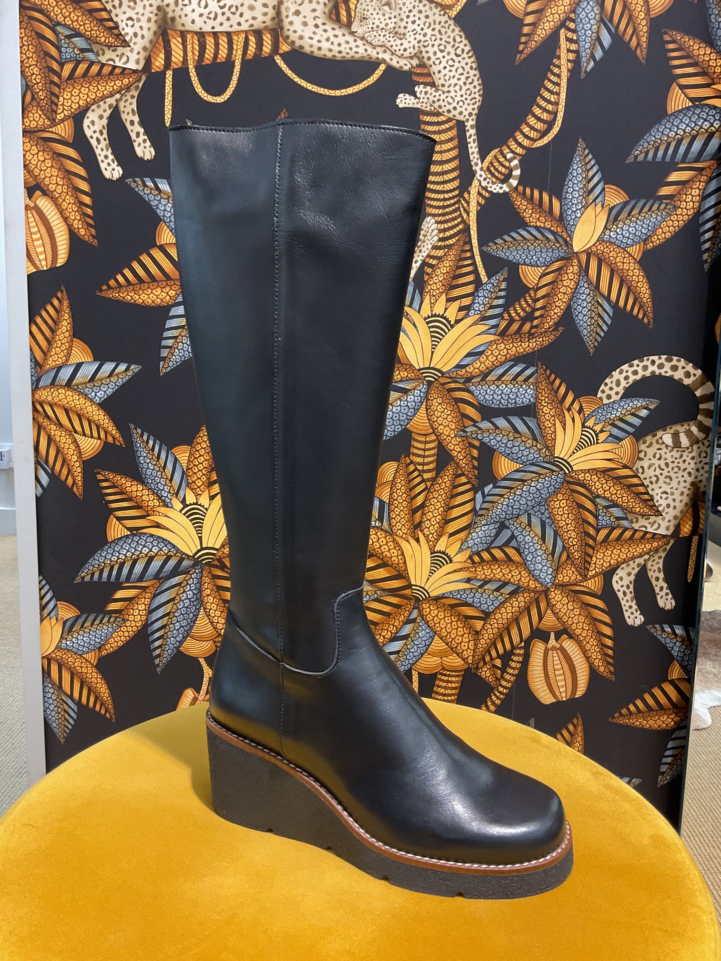 Bottes compensées crêpe