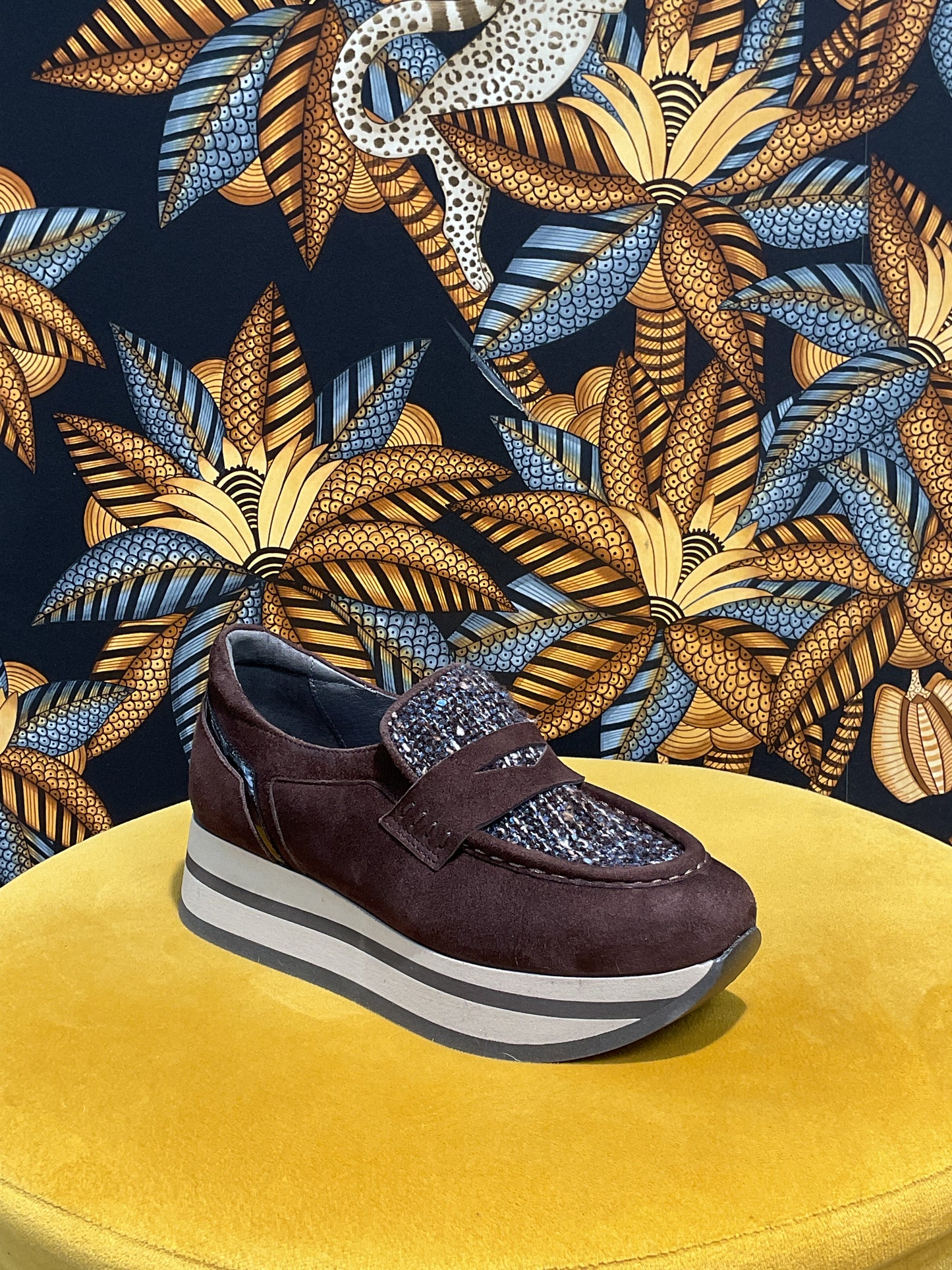 Mocassin basket tweed choco