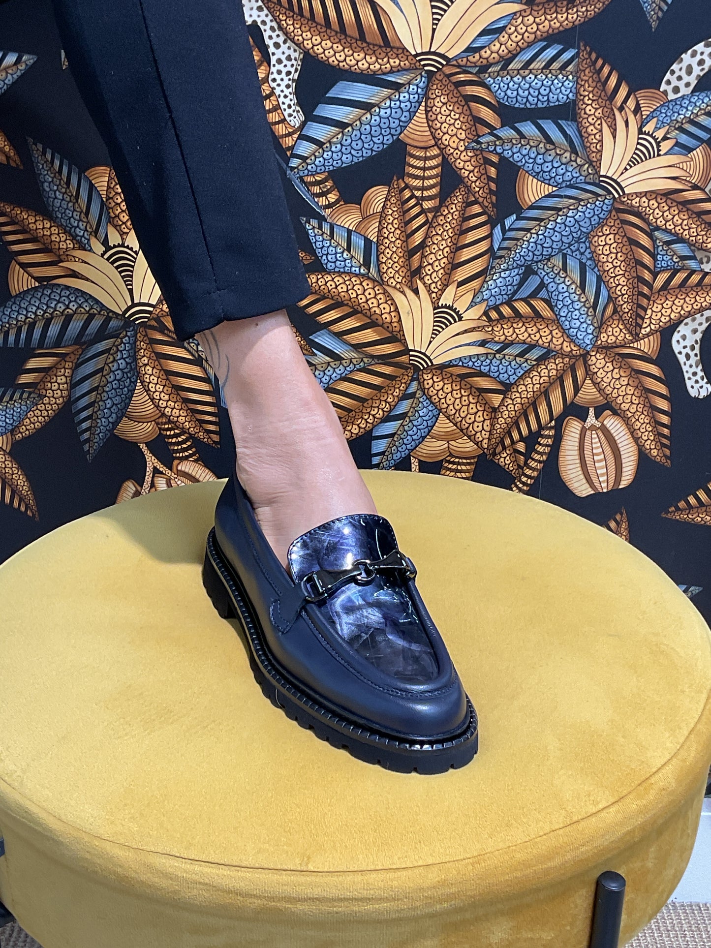 Mocassin bleu marbré