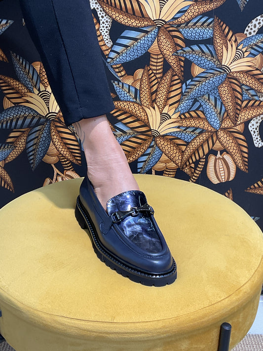 Mocassin bleu marbré