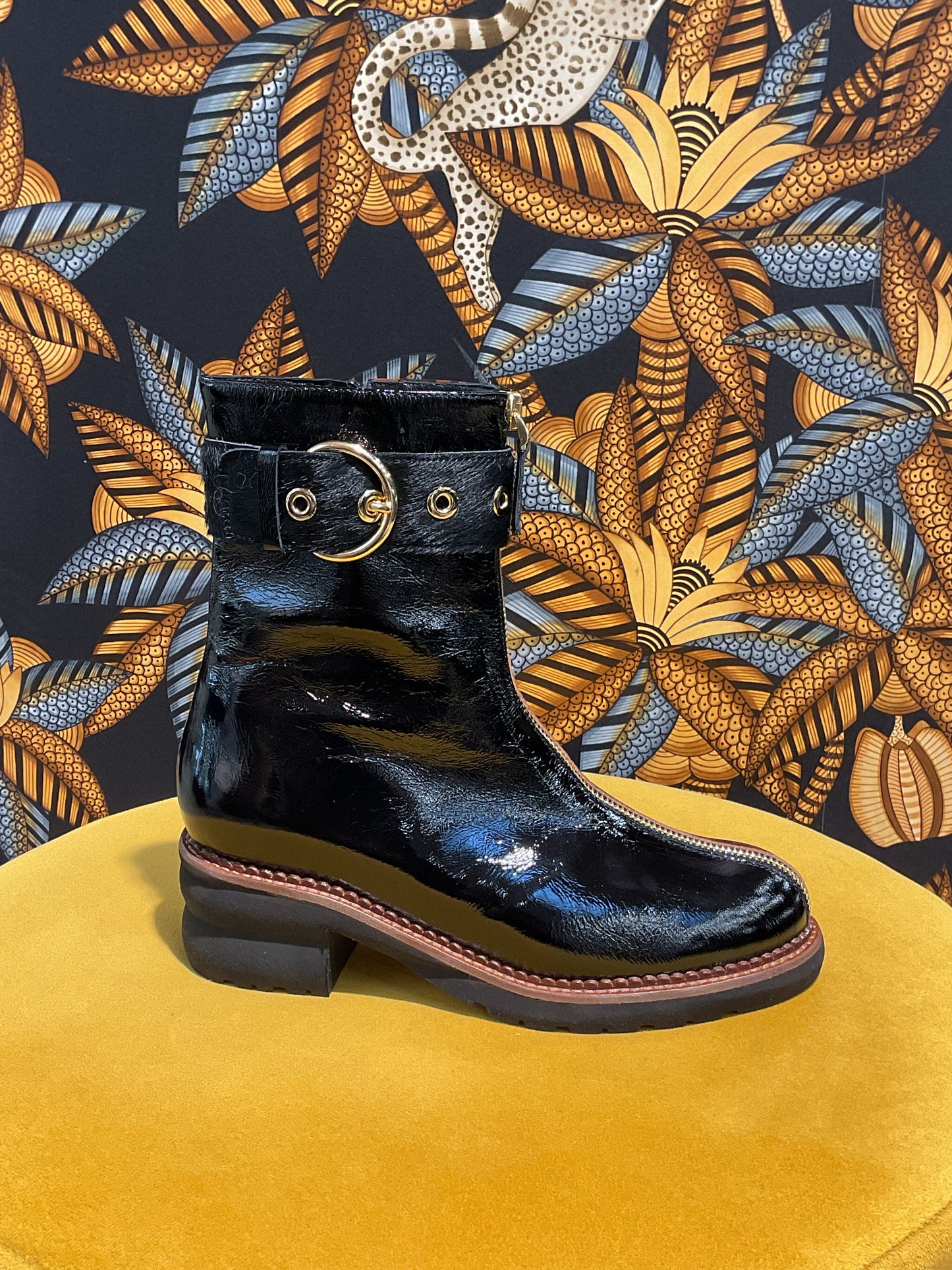 Bottines Cuir glacé léopard