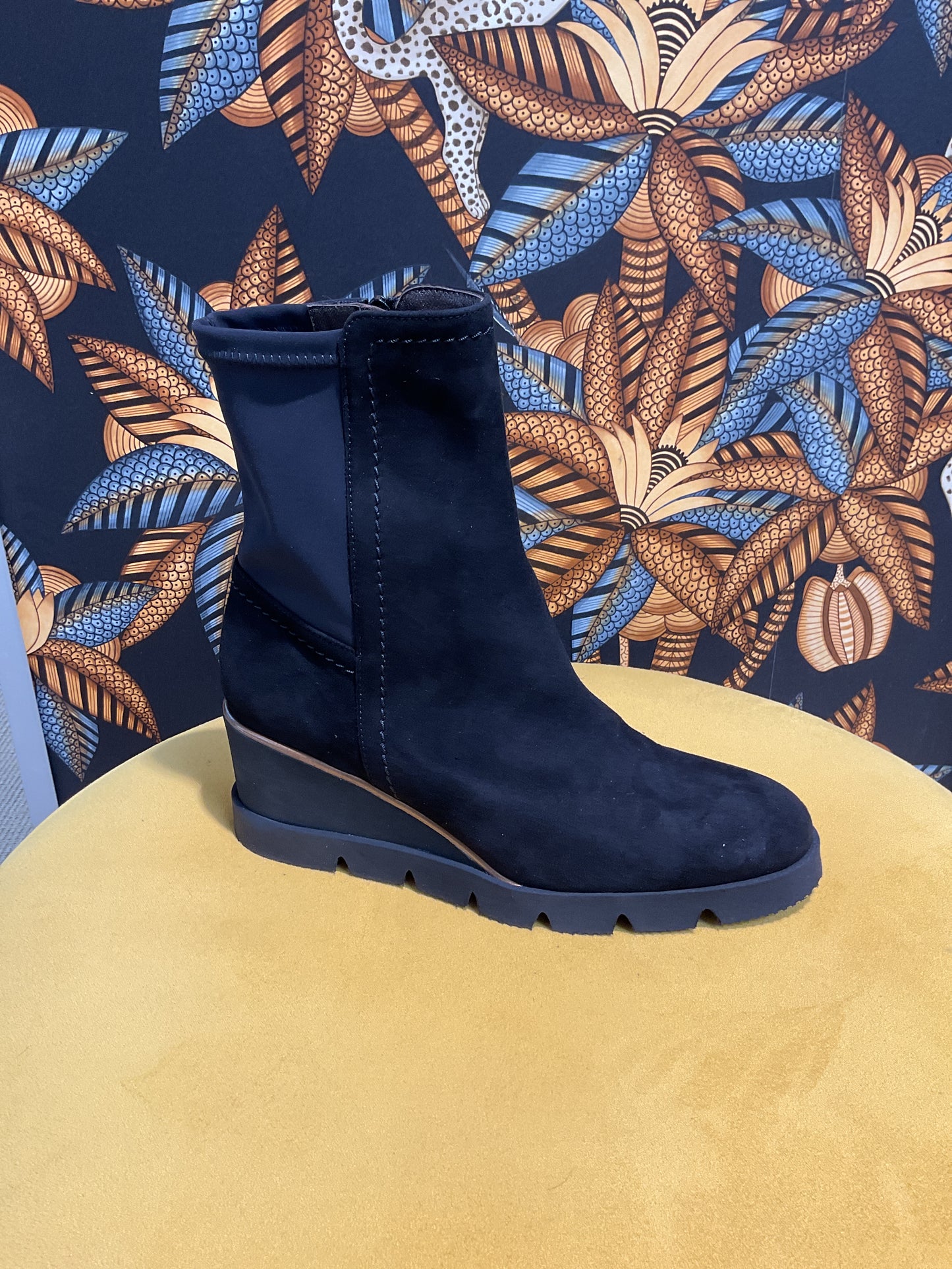 Bottine compensée Nubuck noir