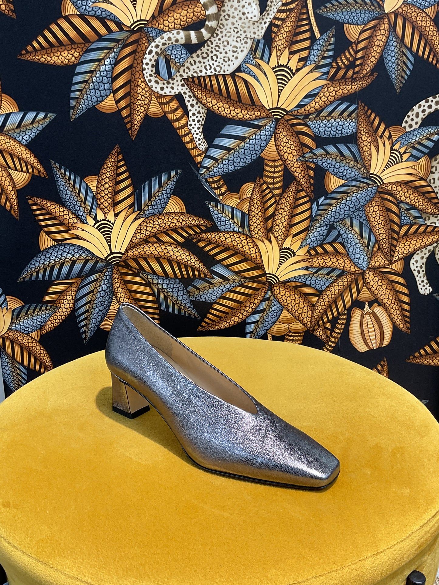 Escarpin cuir métallisé argent