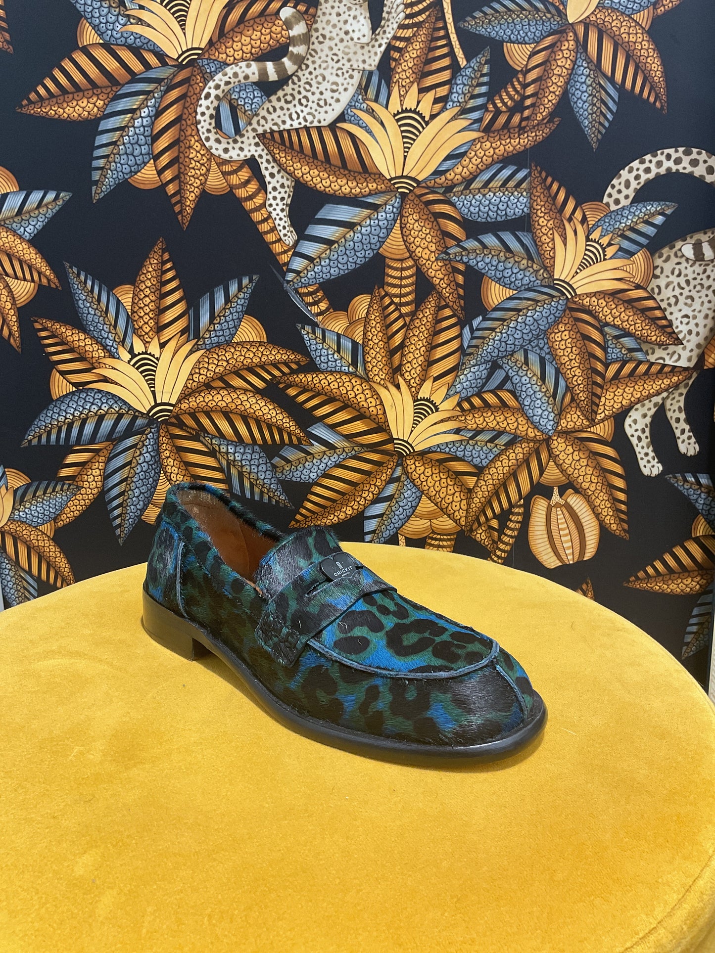 Mocassins léopard bleu/vert