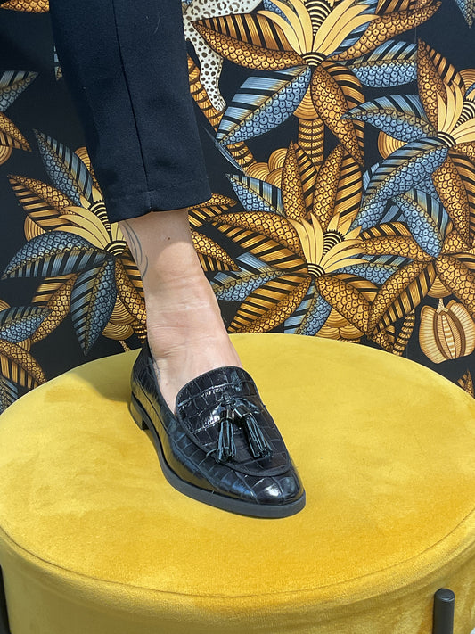 Mocassins Croco Pompons