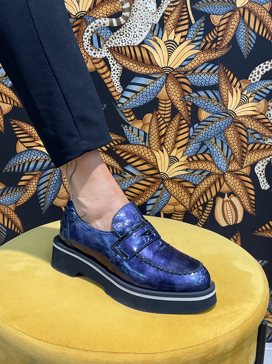 Mocassins Vernis Bleu