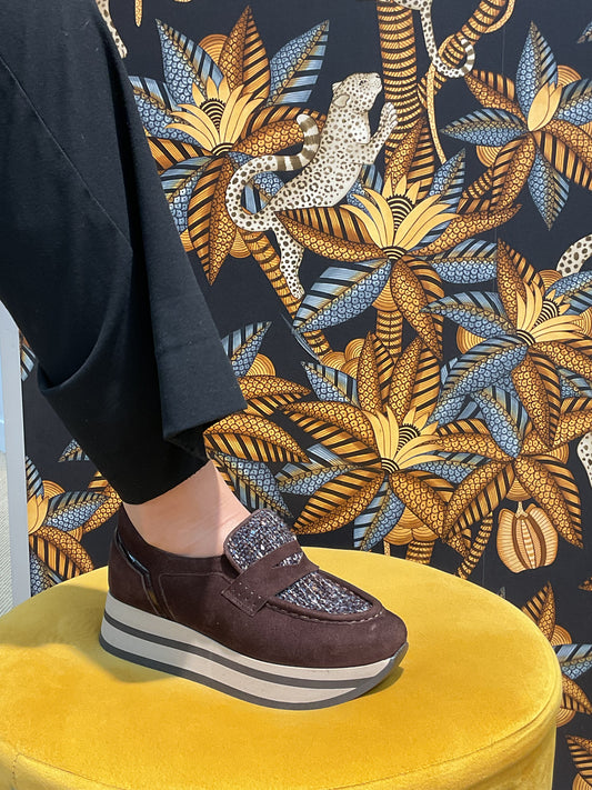 Mocassin basket tweed choco