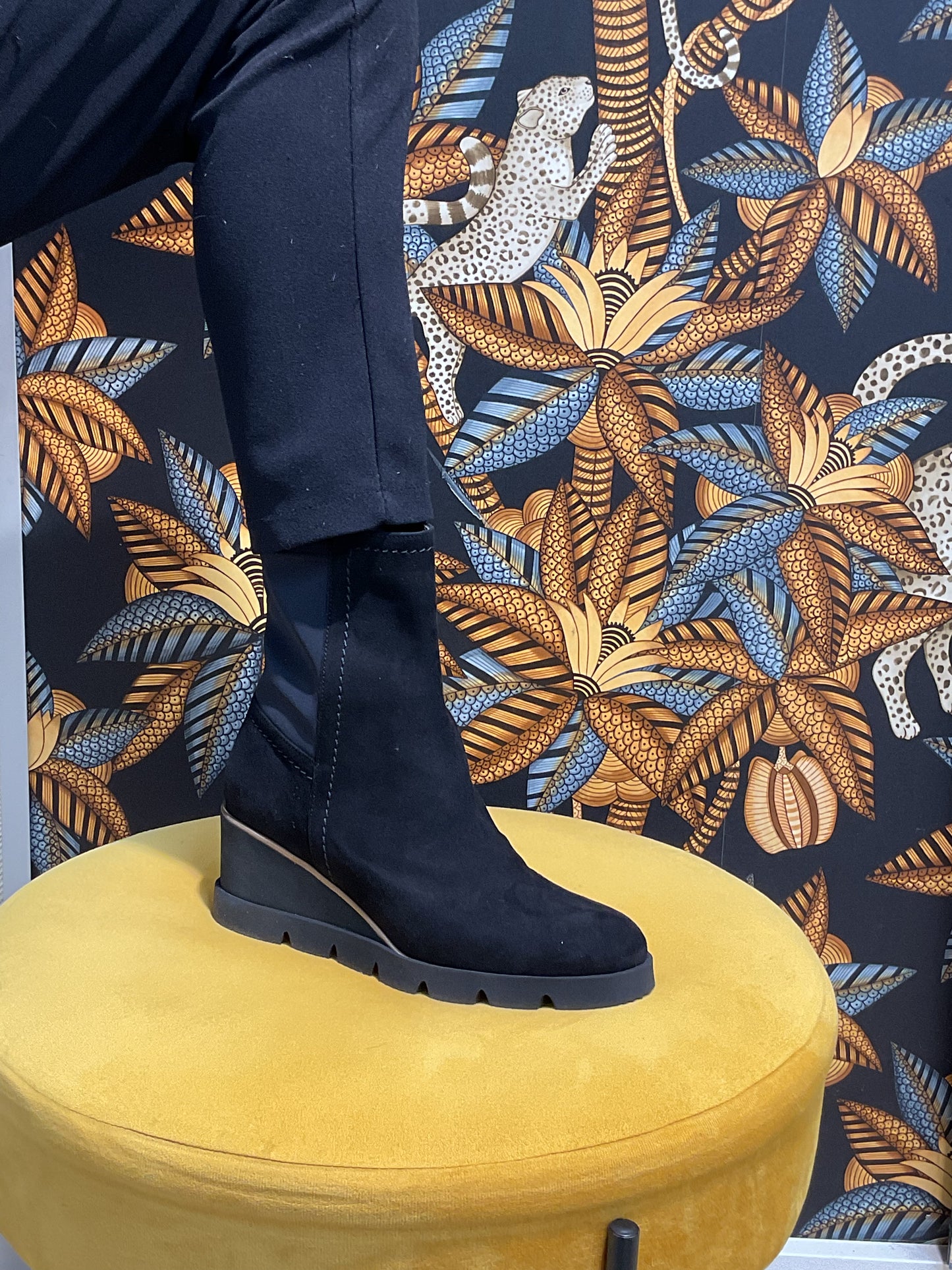 Bottine compensée Nubuck noir
