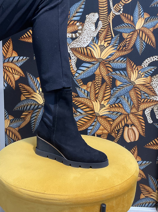 Bottine compensée Nubuck noir