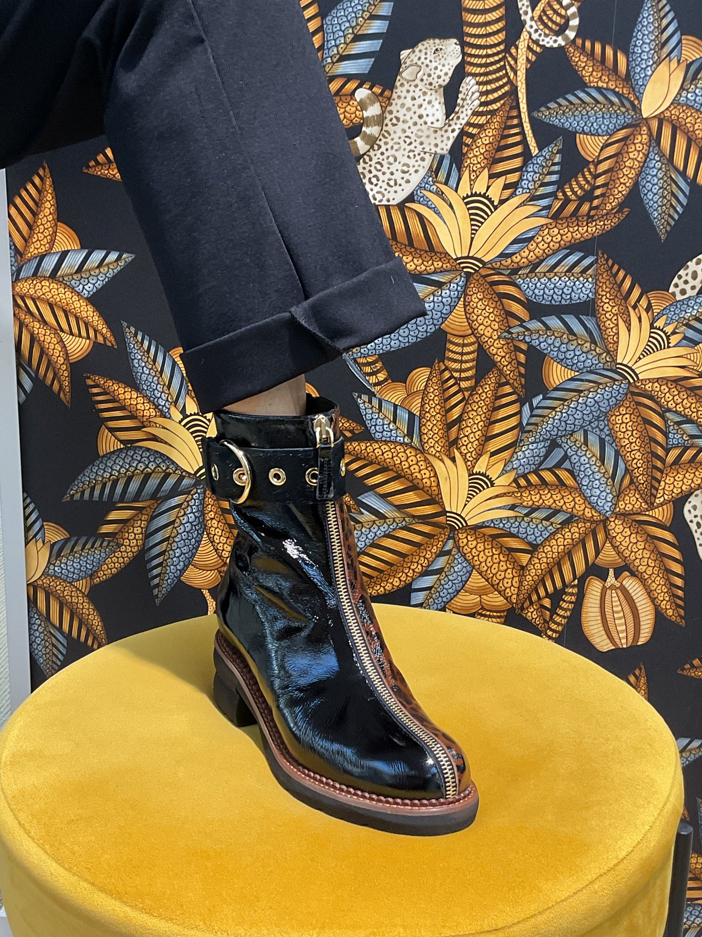 Bottines Cuir glacé léopard